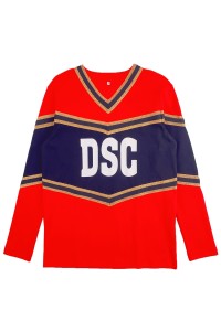 Manufacture of long-sleeved men's cheerleading uniforms Customized bronzing style V-neck cheerleading uniforms Cheerleading uniform supplier CH207 45 degree